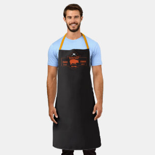 Metzgerei-Schweine-Schwein-Orange-Schwarz-Grafik a Schürze