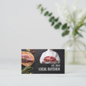 Metzgerei | Steak on Wood Visitenkarte (Stehend Vorderseite)