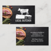Metzgereichtdiagramm | Steak on Wood Visitenkarte (Vorne/Hinten)