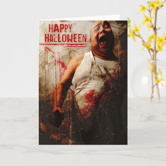 Metzgerhalloween Karte (Gelbe Blume)