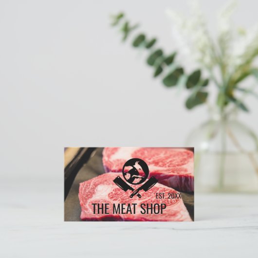 Metzgermesser | Logo für Tiere | Steak Cut Visitenkarte (Stehend Vorderseite)