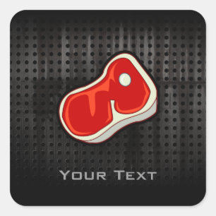 Metzgersteak; schwarz quadratischer aufkleber