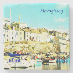 Mevagissey Cornwall England Aquarell Steinuntersetzer