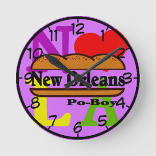 Mew Orleans Po Boy Sandwich Runde Wanduhr