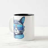 Mew Winter vibes Cat Katzen Mew Vibes Winter Taufe Zweifarbige Tasse (Vorderseite Links)