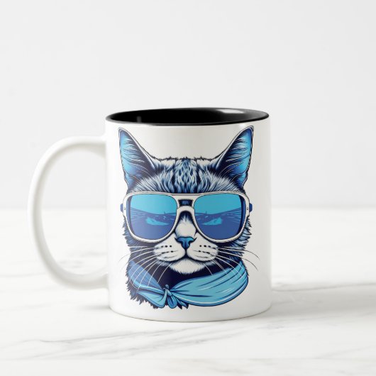 Mew Winter vibes Cat Katzen Mew Vibes Winter Taufe Zweifarbige Tasse (Links)
