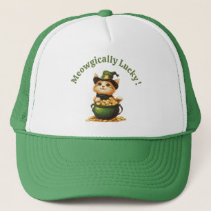 Mewogisch Glückliche Katze Leprechaun Hut – St. Pa Truckerkappe