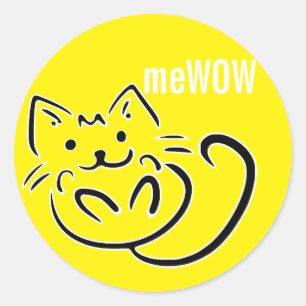 meWOW Cat Yellow Good Job Anpassbare Aufkleber