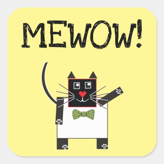 MEWOW STICKERS Square Cat Custom Aufkleber Cat Fun (Vorderseite)