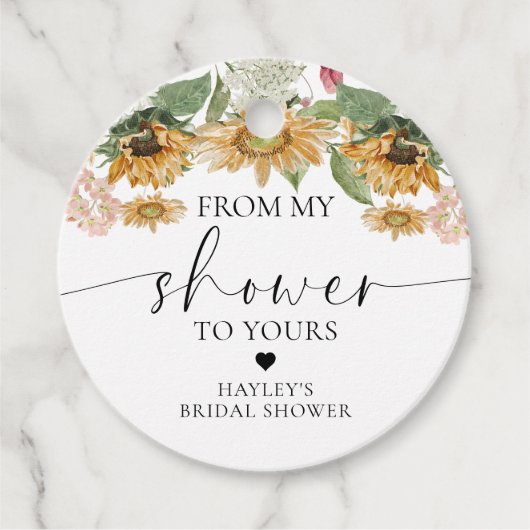 Mews Sonnenblume von meiner Dusche zu deiner Dusch Geschenkanhänger (Vorderseite)