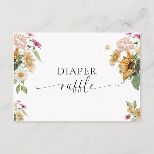 Mews Sunflower Baby Duwer Winzer Raffle Ticket Begleitkarte (Rückseite)