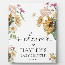 Mews Sunflower Fall Baby Dusche Begrüßungszeichen Fotoplatte