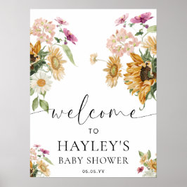 Mews Sunflower Fall Baby Dusche Begrüßungszeichen Poster