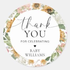 Mews Sunflower Fall Baby Dusche Danke für Ihre Unt Runder Aufkleber