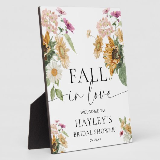 Mews Sunflower Fall Brautparty Begrüßungszeichen Fotoplatte (Seite)