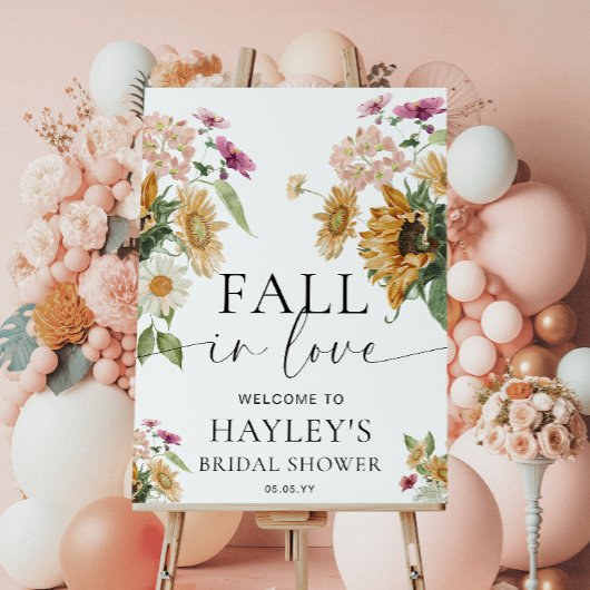 Mews Sunflower Fall Brautparty Begrüßungszeichen Poster