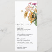 Mews Sunflower Fall Floral Long Menü & Vielen Dank Menükarte (Vorderseite)