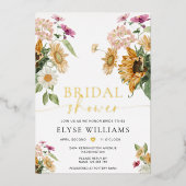 Mews Sunflower Herbst Herbst Brautparty Folieneinladung (Vorderseite)