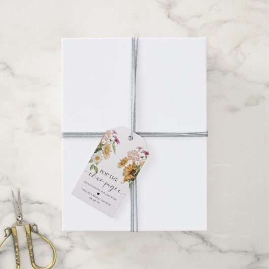 Mews Sunflower Pop Champagner-Brautparty Geschenkanhänger (Mit Garn)