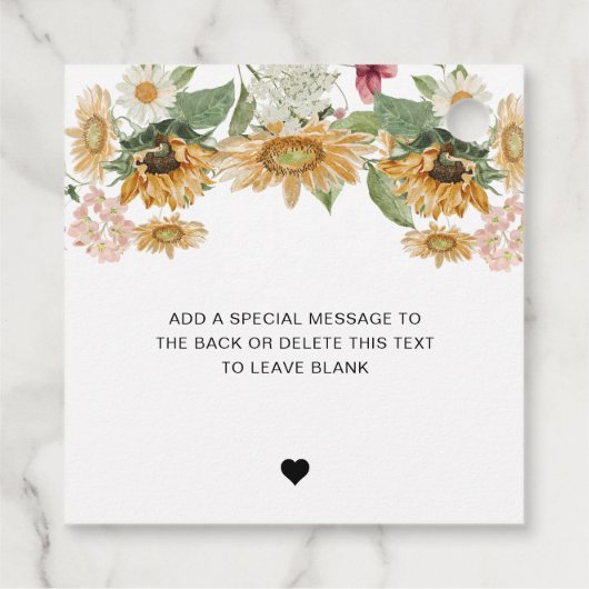 Mews Sunflower Pop Champagner-Brautparty Geschenkanhänger (Rückseite)