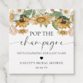 Mews Sunflower Pop Champagner-Brautparty Geschenkanhänger (Vorderseite)