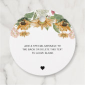 Mews Sunflower Pop Champagner-Brautparty Geschenkanhänger (Rückseite)