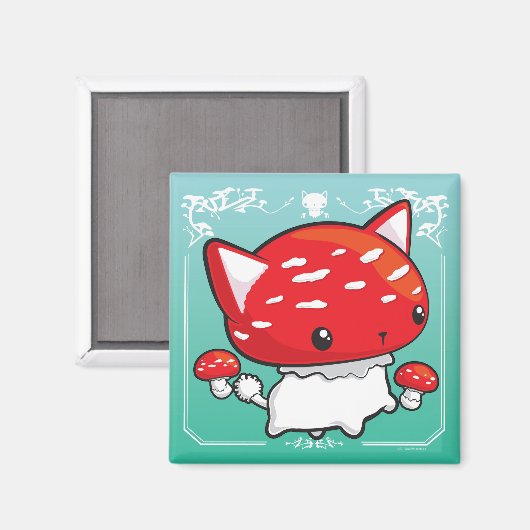 Mewshroom aquamarin Magnet niedlich Katzenpilz (Vorderseite/Rückseite)