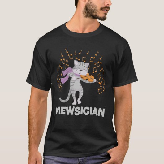 Mewsician Cat Kitten Playing Violin for Cat  Violi T-Shirt (Vorderseite)