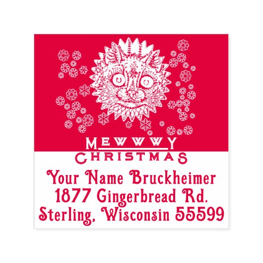 MEWWWY CHRISTMAS Briefmarke Permastempel (Design)