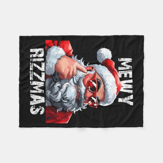 Mewy Rizzmas Christmas Pajamas Santa Claus Funny M Fleecedecke (Vorderseite (Horizontal))