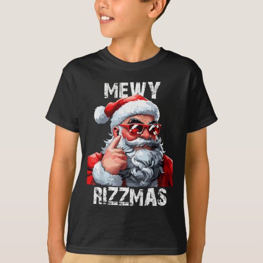 Mewy Rizzmas Christmas Pajamas Santa Claus Funny M T-Shirt (Vorderseite)