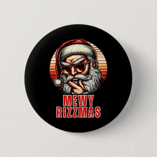 Mewy Rizzmas Funny Santa Mewing Joke Rizz Mens Chr Button