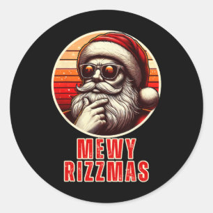 Mewy Rizzmas Funny Santa Mewing Joke Rizz Mens Chr Runder Aufkleber