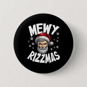 Mewy Rizzmas Kids Teens Funny Frohe Weihnachtsmann Button