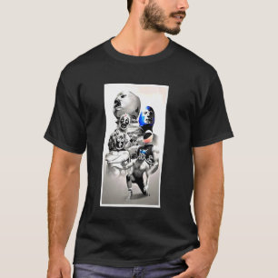 Mex-Art Demon Blue Lucha Libre Mexican Wrestler Le T-Shirt