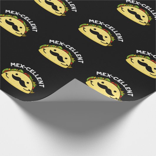 Mex-Cent Funny Excellent Taco Pun Dark BG Geschenkpapier (Ecke)