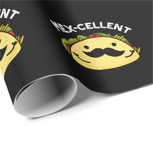 Mex-Cent Funny Excellent Taco Pun Dark BG Geschenkpapier (Rolleneckpunkt)