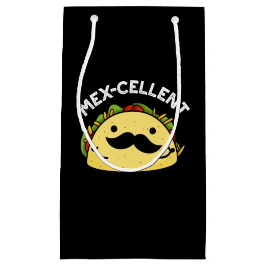 Mex-Cent Funny Excellent Taco Pun Dark BG Kleine Geschenktüte (Vorderseite)