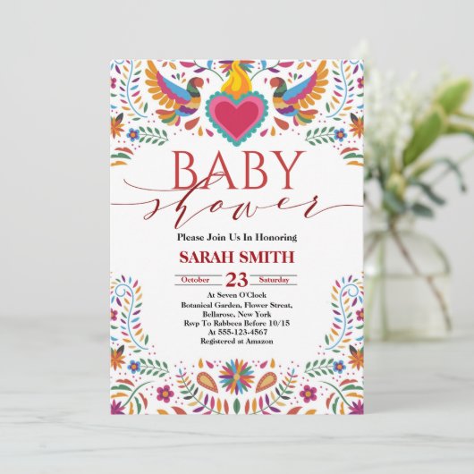 Mexica Fiesta Kinderdusche Einladung (Stehend Vorderseite)