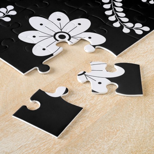 Mexica Zuckerschädel 2 Schwarz-Weiß Puzzle (Seite)