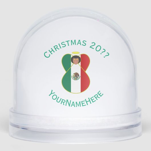 Mexican Angel Christmas Flag Personalized Schneekugeln (Vorderseite)