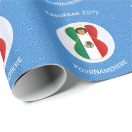 Mexican Angel Hanukkah Flag Personalized  Geschenkpapier