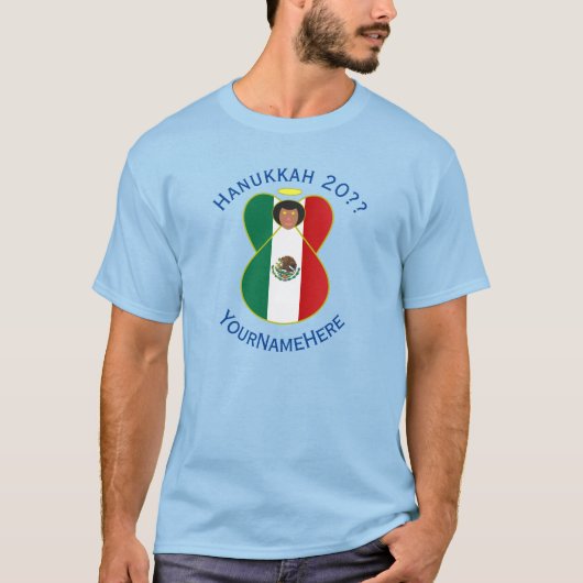 Mexican Angel Hanukkah Flag Personalized Men's T-Shirt (Vorderseite)