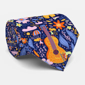 Mexican Art Guitar Pattern Men's Krawatte (Gerollt)