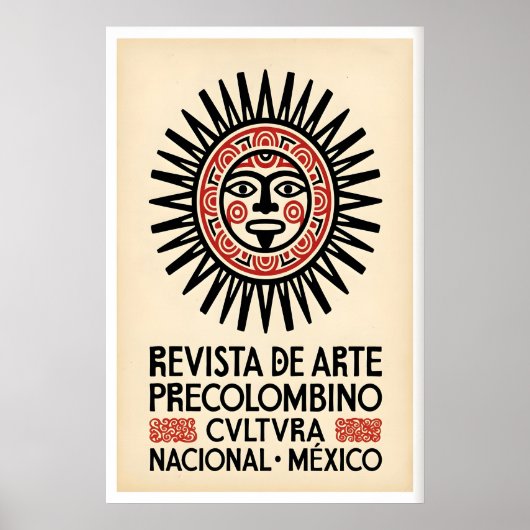 Mexican Art Print Pre-Columbian Sun Mask - Bold Poster (Vorne)