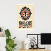 Mexican Art Print Pre-Columbian Sun Mask - Bold Poster (Heimbüro)