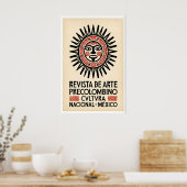 Mexican Art Print Pre-Columbian Sun Mask - Bold Poster (Küche)