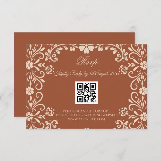 Mexican Art Terracotta Wedding RSVP Karte (Vorne/Hinten)