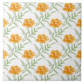 Mexican Aster Sulfur Kosmos orange weiße Kunst Fliese (Vorderseite)