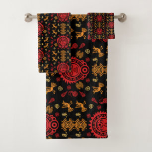 Mexican Aztec Art Wohngestaltung Badhandtuch Set